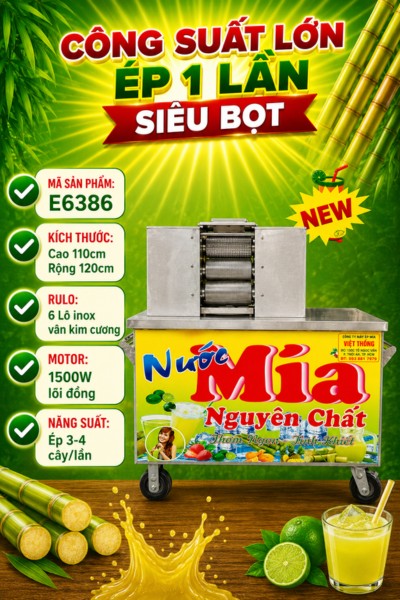 Xe nước mía 6 lô liền bàn E6386