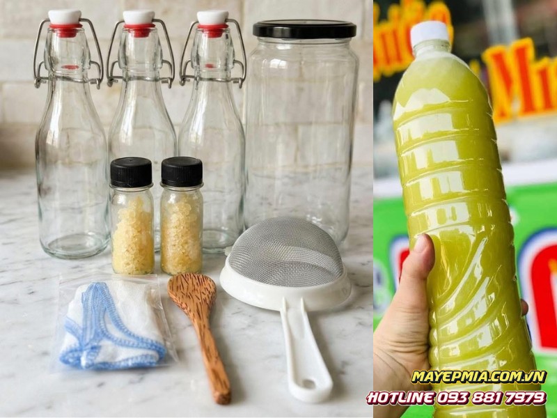 Nguyên liệu và dụng cụ nuôi nấm kefir nước mía