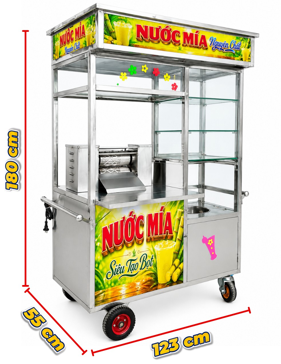 Kích thước xe nước mía 2 lô E2289