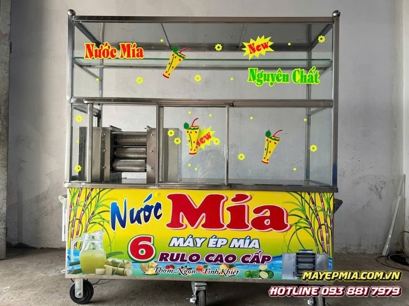 Máy ép mía 6 lô tủ kính 1m6